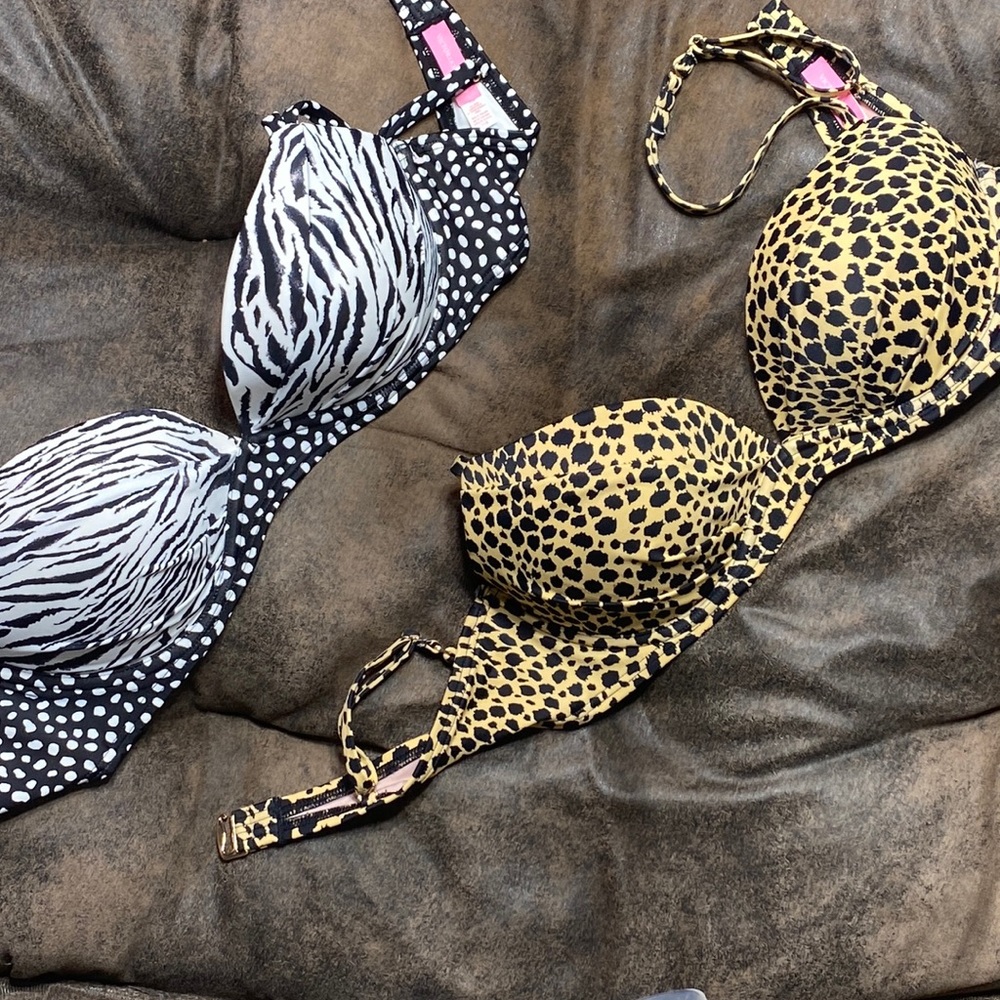 Victoria’s Secret 2 Animal Print Push-Up Bikini Tops Size 36B